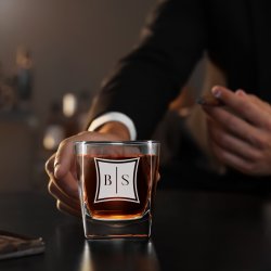 Verre à whisky avec gravure pour couple avec des initiales