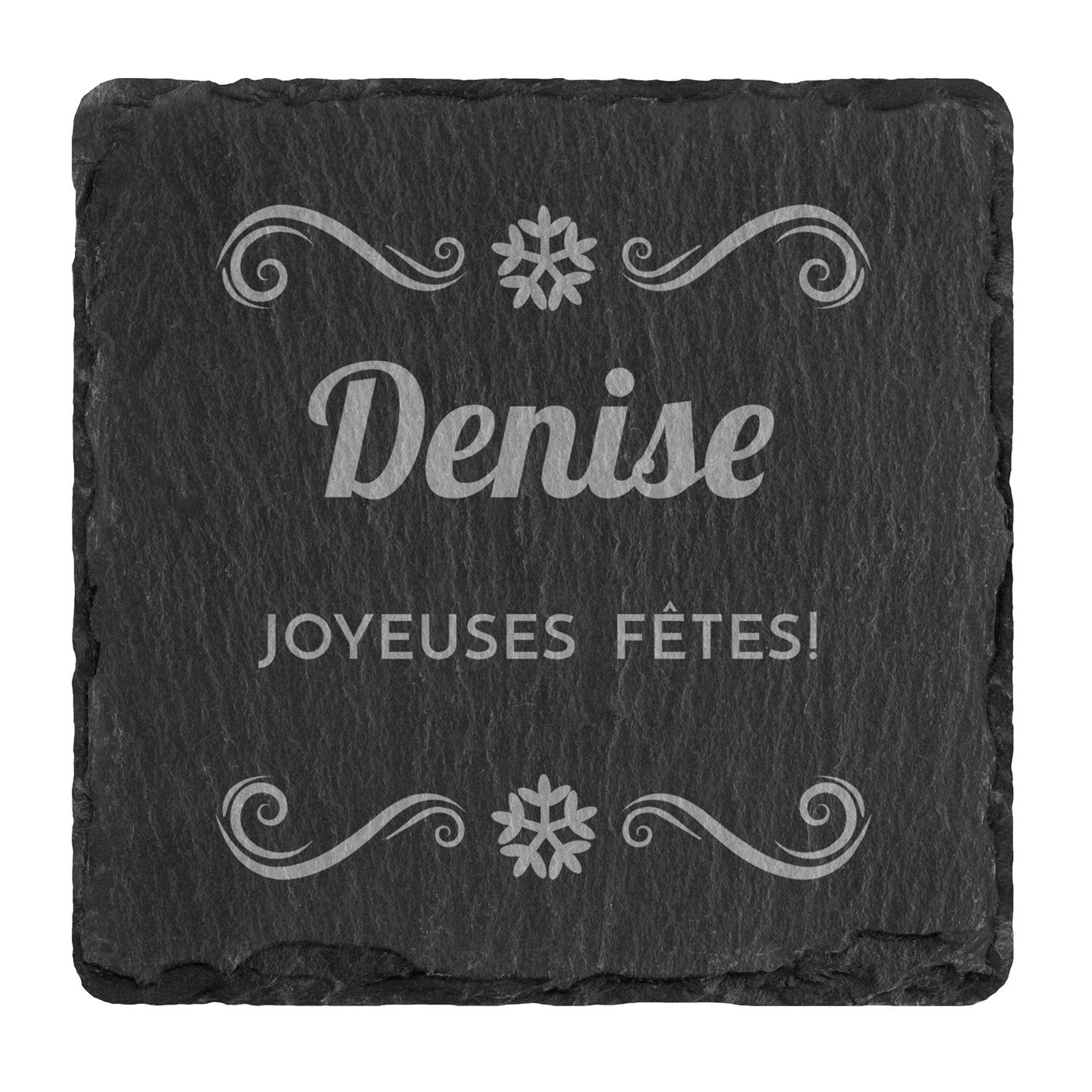 Ensemble de dessous de verres en ardoise avec gravure pour une femme pour Noël