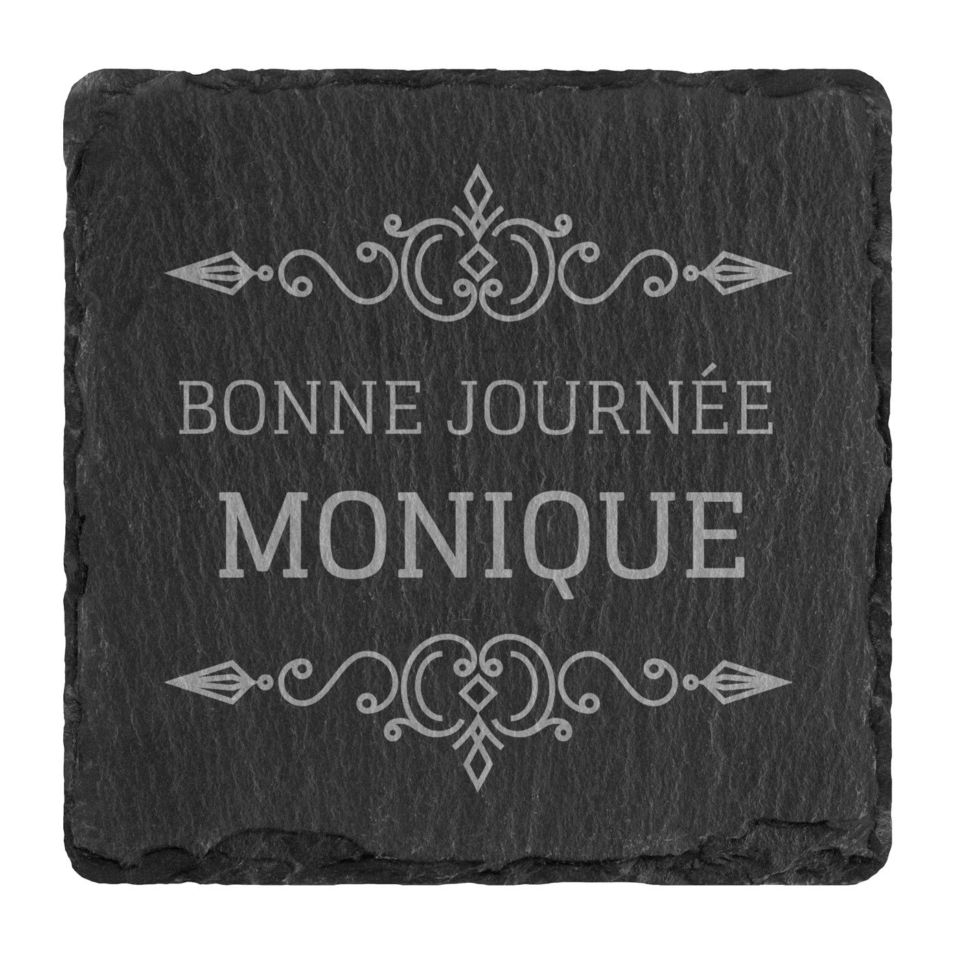 Ensemble de dessous de verres en ardoise avec gravure pour l'anniversaire d'une amie