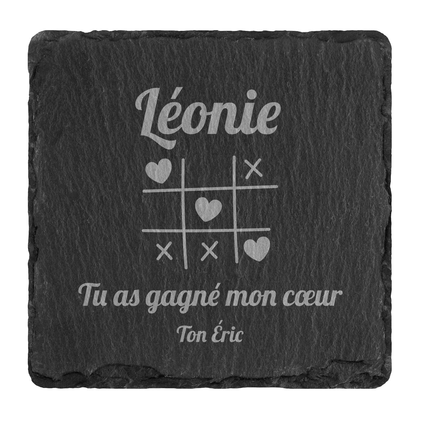Ensemble de dessous de verres en ardoise avec gravure pour une fiancée pour la Saint-Valentin