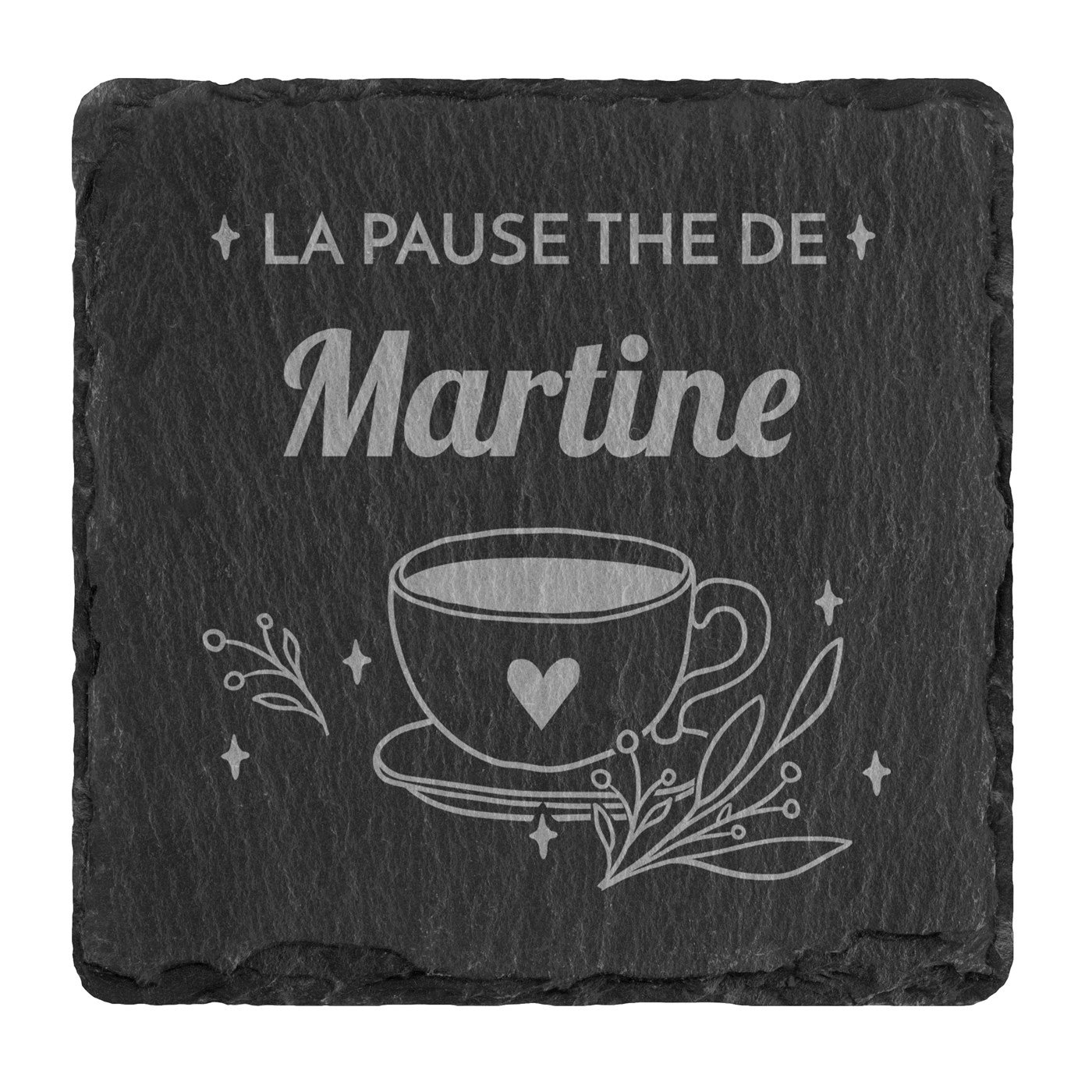 Ensemble de dessous de verres en ardoise personnalisé pour une copine pour la Saint-Valentin