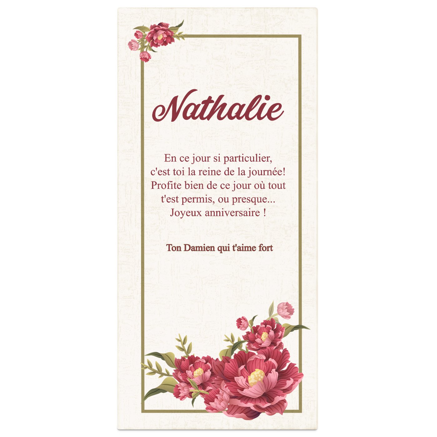 Rose éternelle en cristal + coffret avec impression pour une épouse pour 40e anniversaire