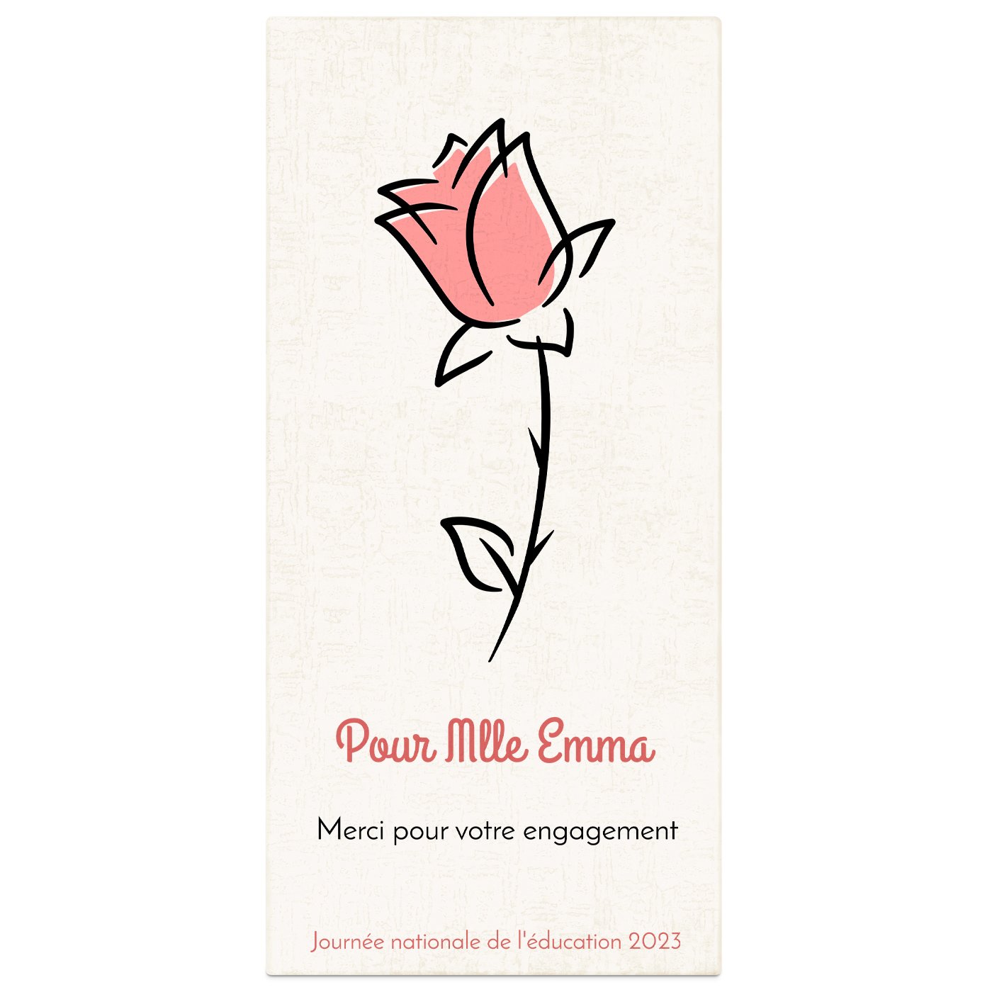 Rose éternelle en cristal + coffret avec impression pour une enseignante 