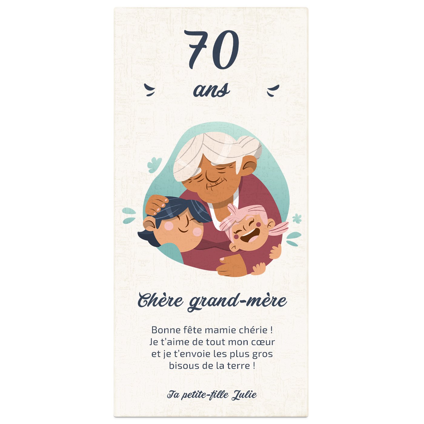 Rose éternelle en cristal + coffret avec impression pour mamie pour ses 70 ans