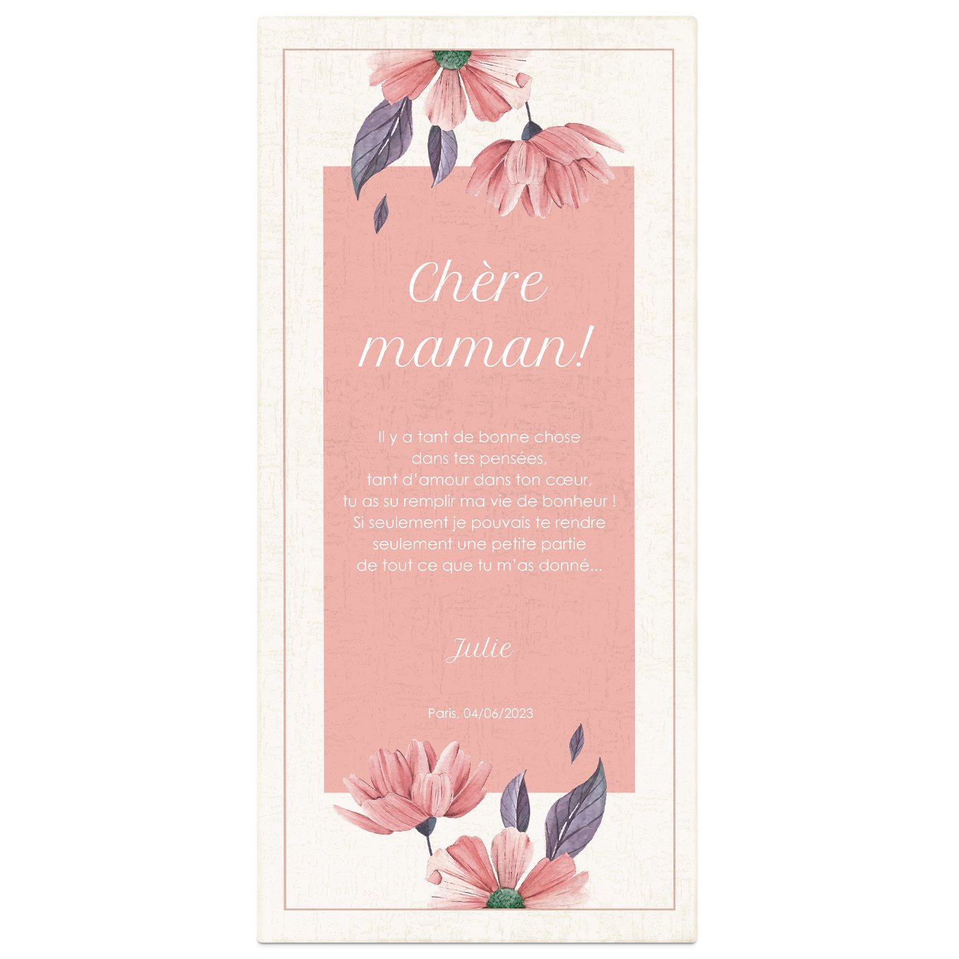 Rose éternelle en cristal + coffret avec impression pour maman