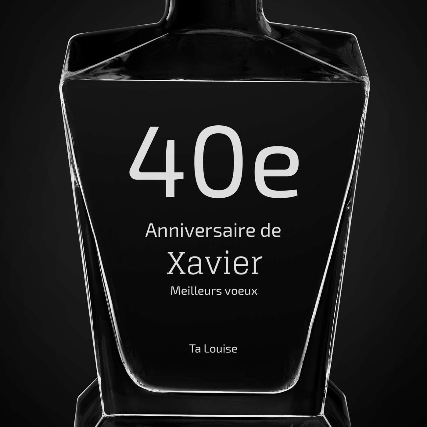 Carafe à whisky Pyramid avec gravure pour homme pour 40e anniversaire