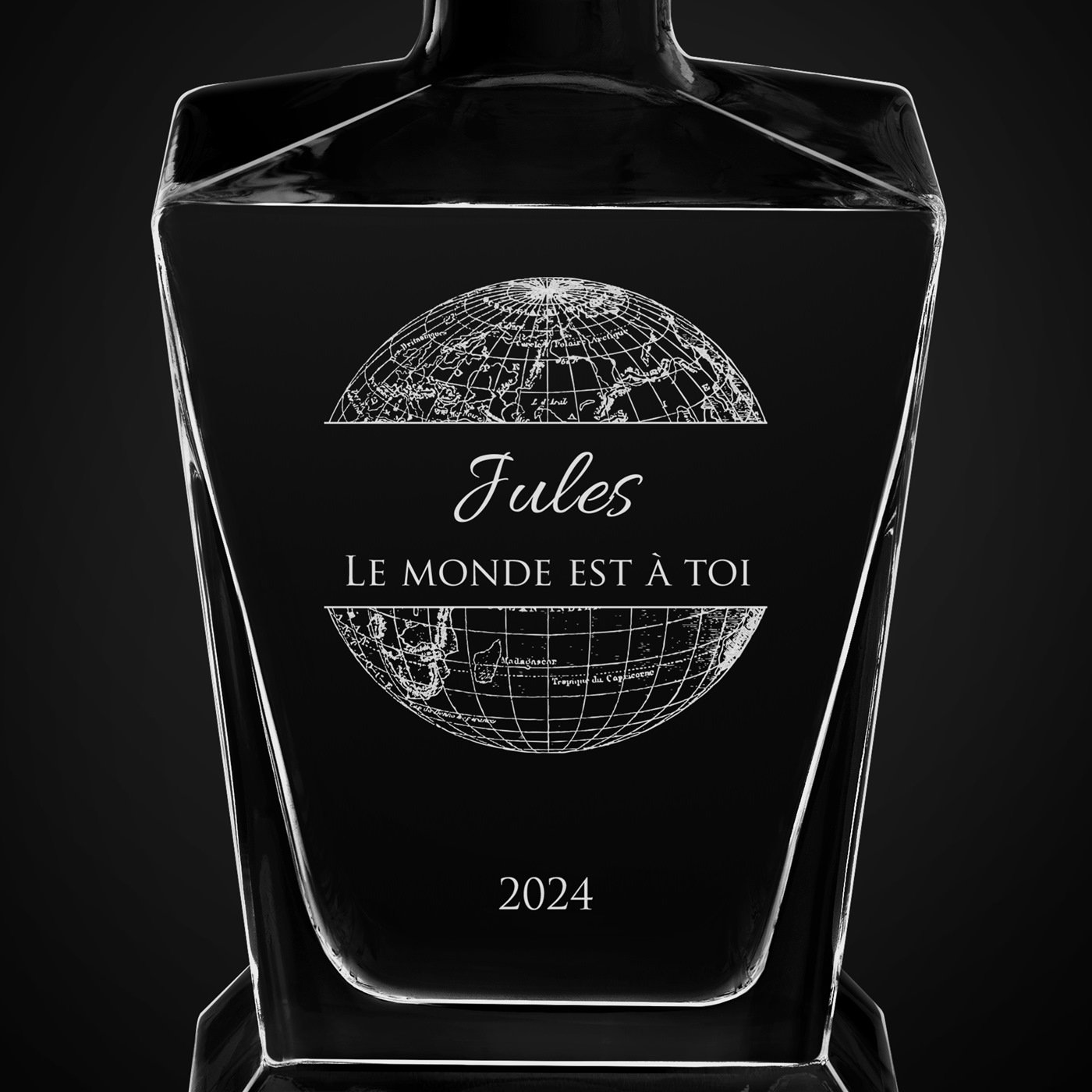 Carafe à whisky Pyramid avec gravure pour jeune homme