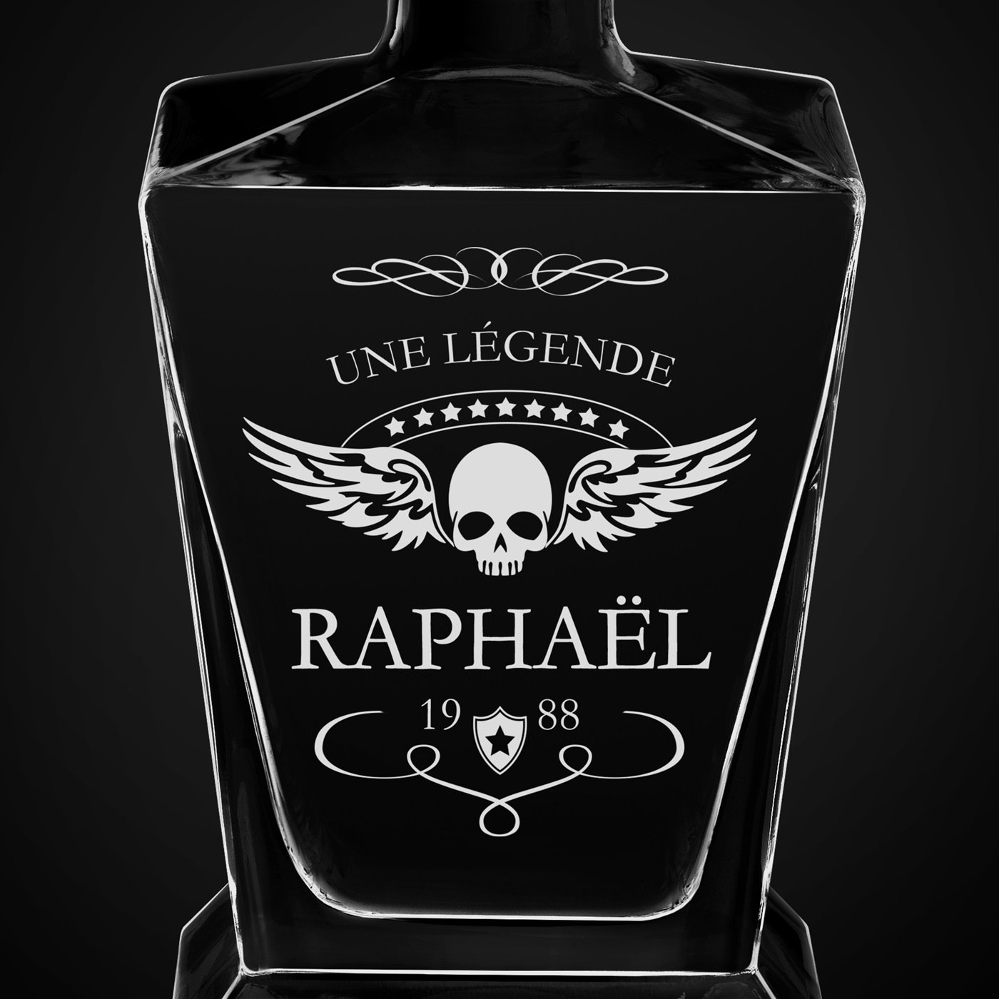 Carafe à whisky Pyramid avec gravure pour motard pour anniversaire