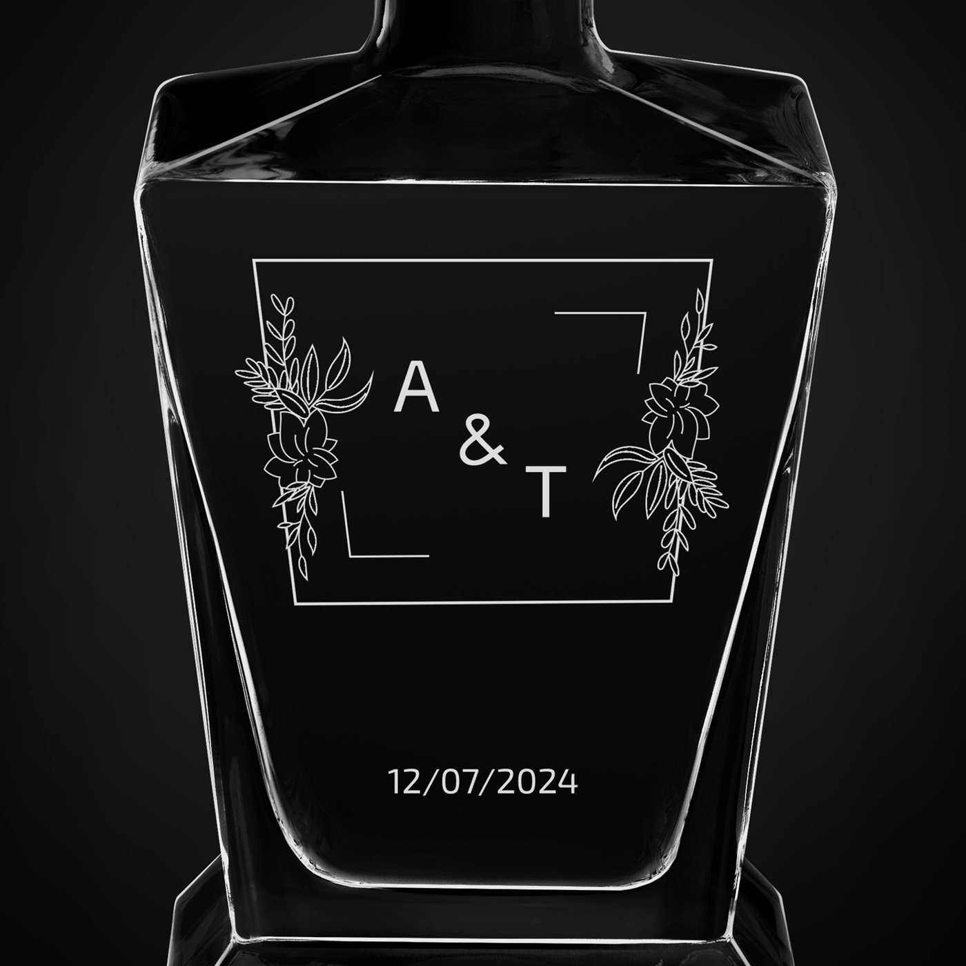 Carafe à whisky Pyramid avec gravure pour mariage ou pour crémaillère