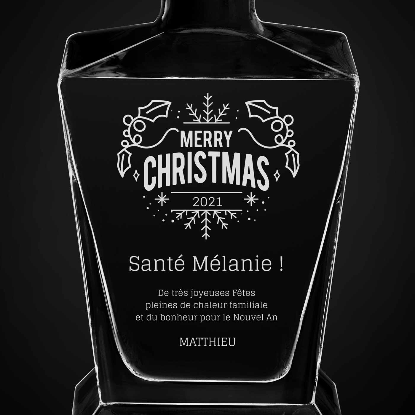 Carafe à whisky Pyramid avec gravure pour femme pour Noël