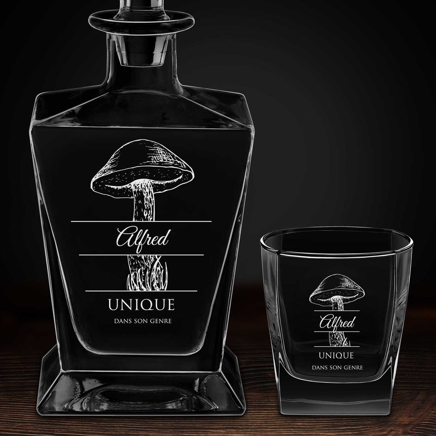 Carafe à whisky Pyramid et 2 verres avec gravure pour meilleur ami