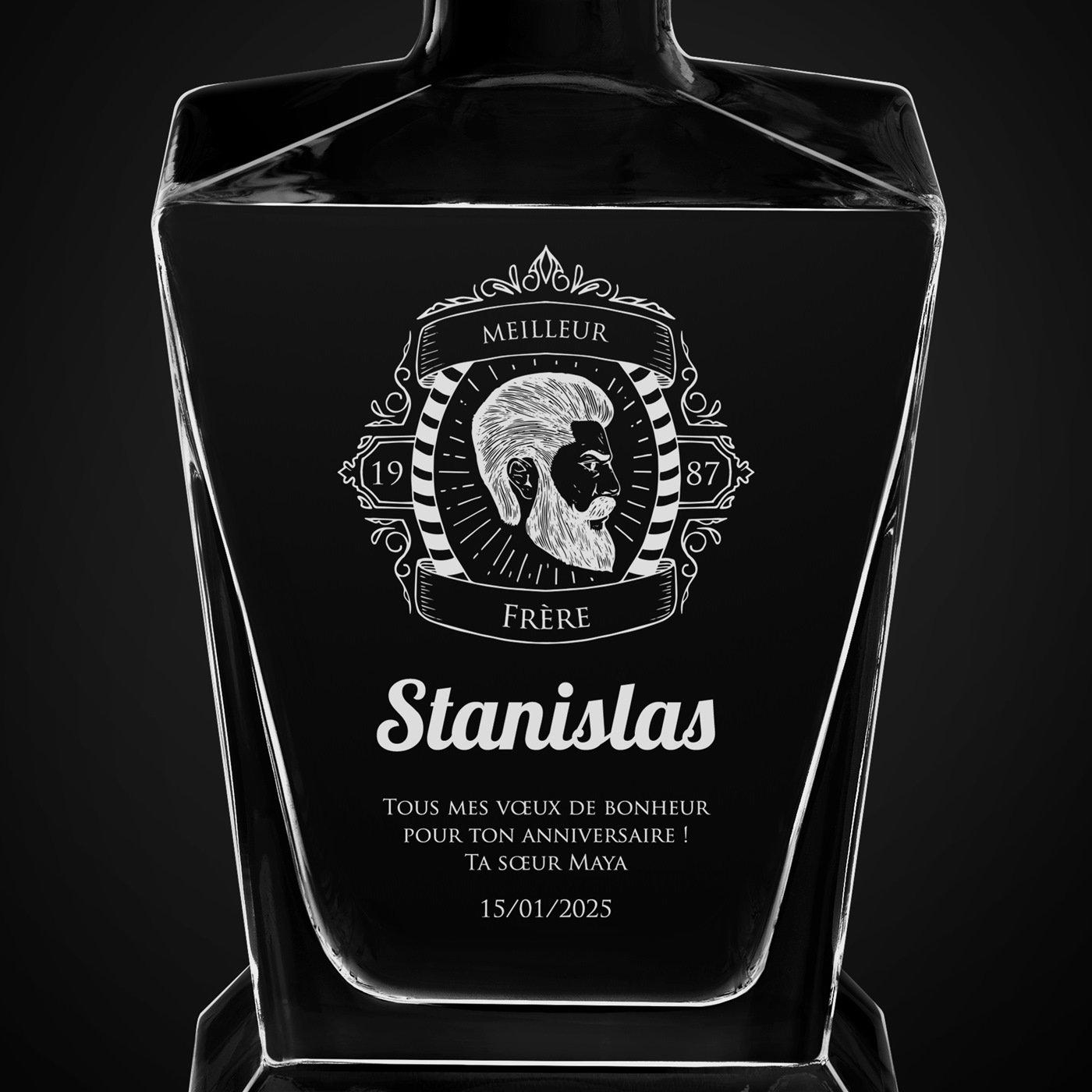 Carafe à whisky Pyramid avec gravure pour frère