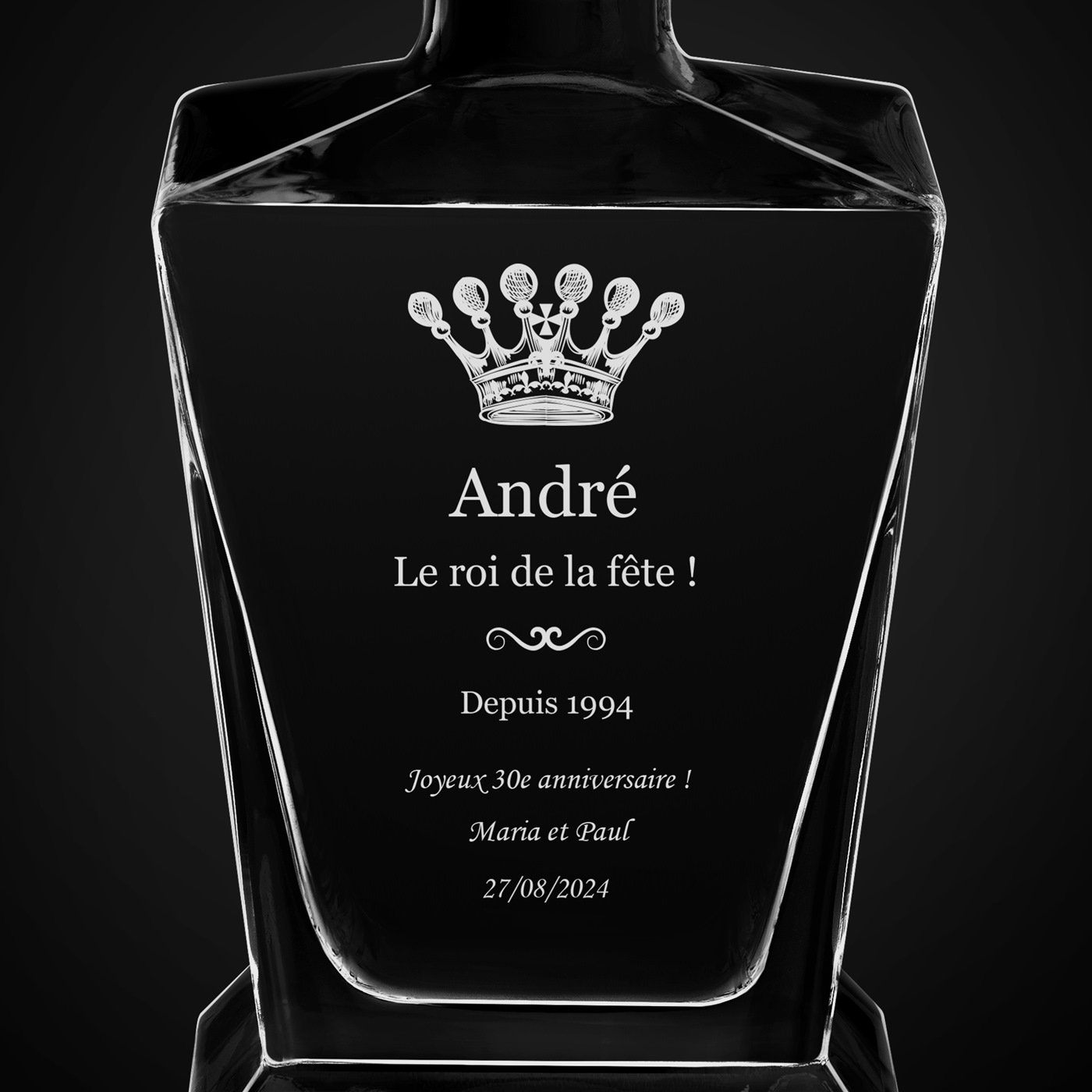 Carafe à whisky Pyramid avec gravure pour homme pour 30e anniversaire