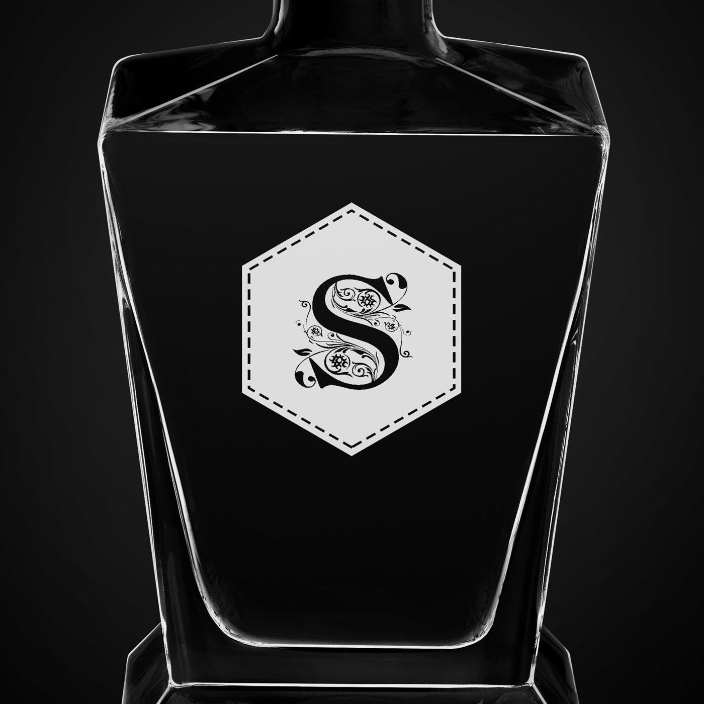 Carafe à whisky Pyramid avec gravure pour gentleman avec initiale