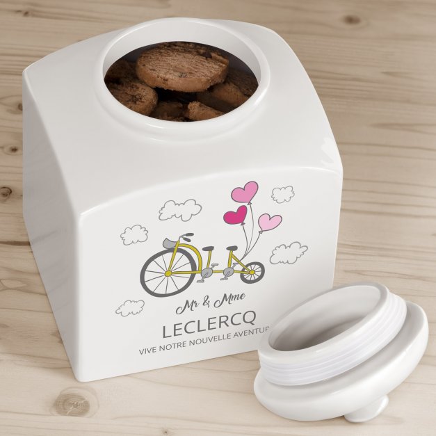 Pot à biscuits en céramique personnalisé pour une pendaison de crémaillère
