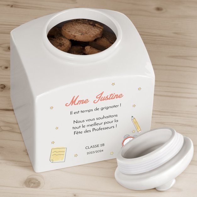 Pot à biscuits en céramique personnalisé pour le meilleur prof