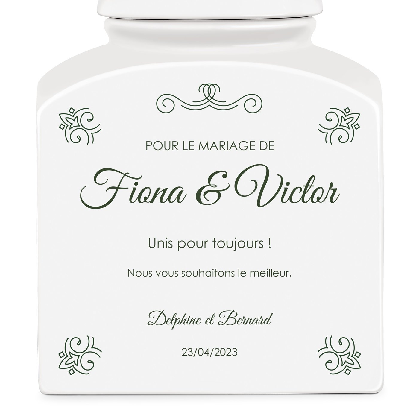 Pot à biscuits en céramique personnalisé pour un couple