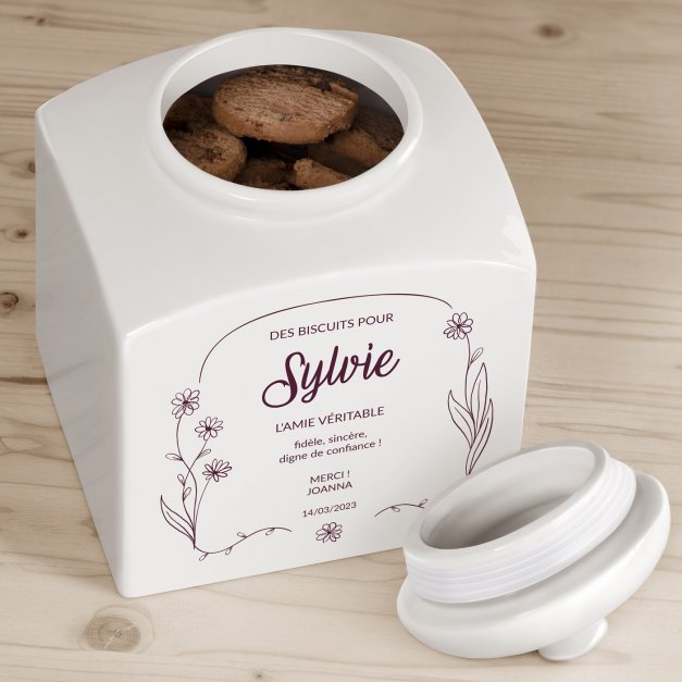 Pot à biscuits en céramique personnalisé pour une collègue de travail