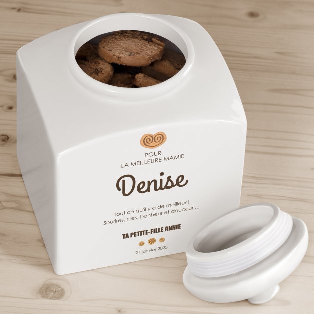 Pot à biscuits en céramique personnalisé pour mamie