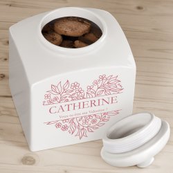 Pot à biscuits en céramique personnalisé pour elle à l'occasion de la Saint Valentin