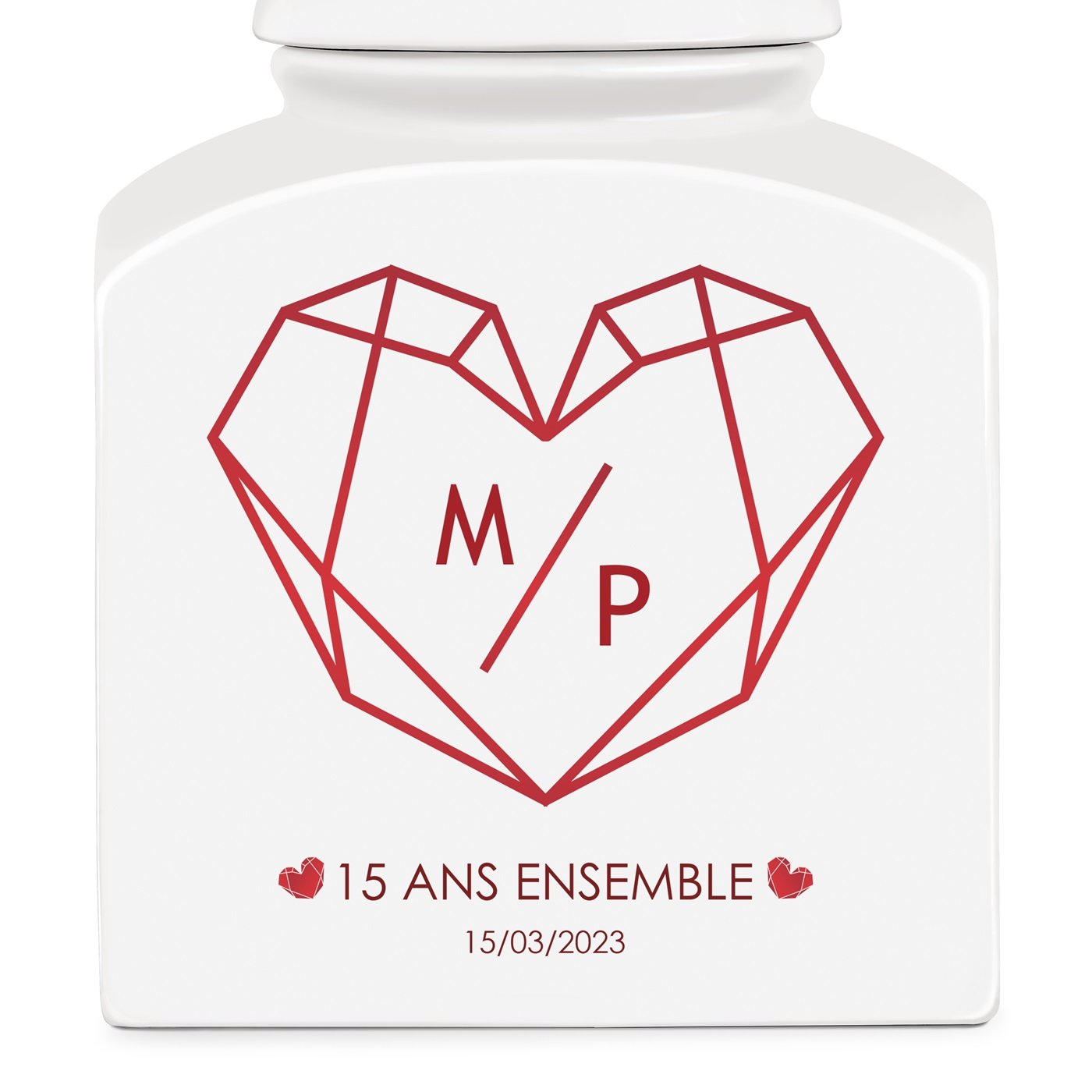 Pot à biscuits en céramique personnalisé pour 15e anniversaire de mariage