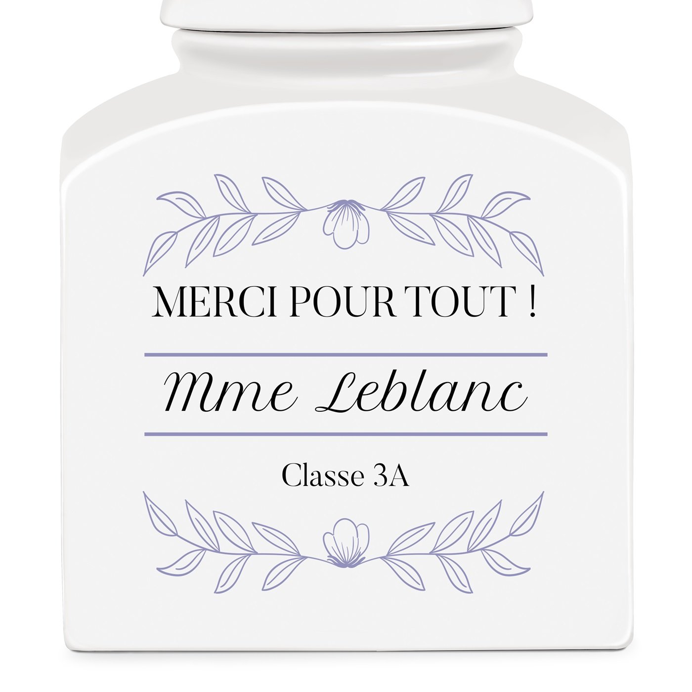Pot à biscuits en céramique personnalisé pour madame éducatrice 
