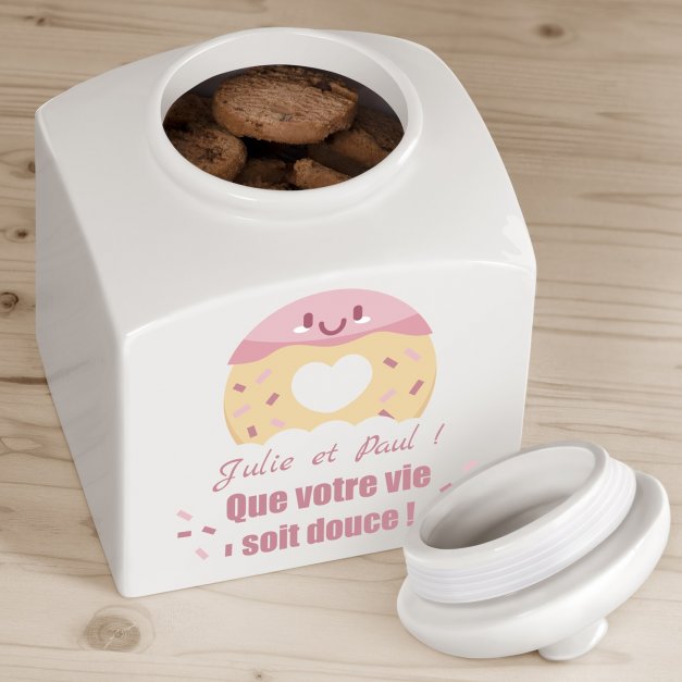 Pot à biscuits en céramique personnalisé avec votre photo pour les parents et grands-parents