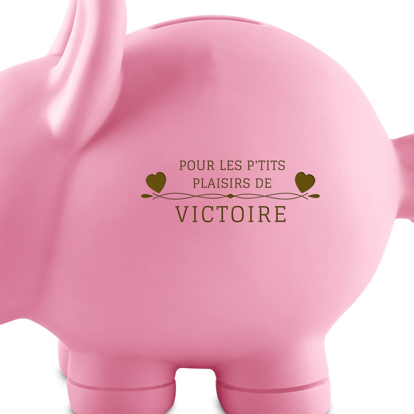 Tirelire rose avec gravure pour une nièce pour la Saint-Nicolas 