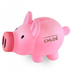 Tirelire rose personnalisée pour une filleule pour son premier anniversaire