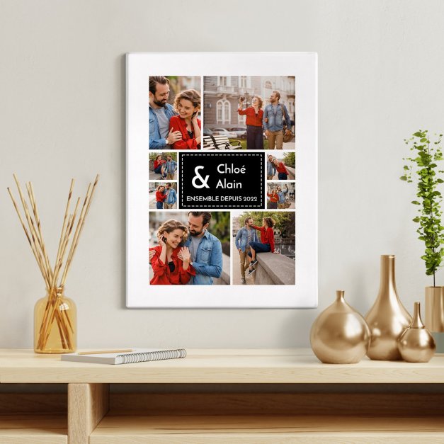 Collage photo sur toile personnalisée pour couple