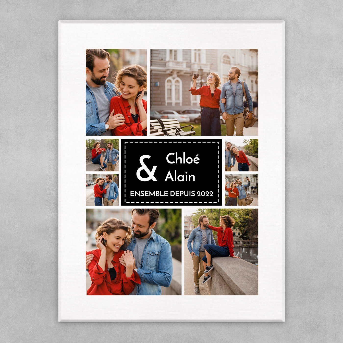 Collage photo sur toile personnalisée pour couple