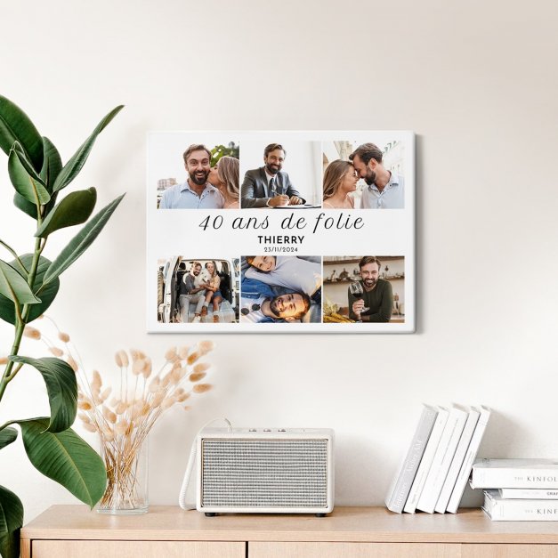 Collage photo sur toile personnalisée pour homme 40 ans