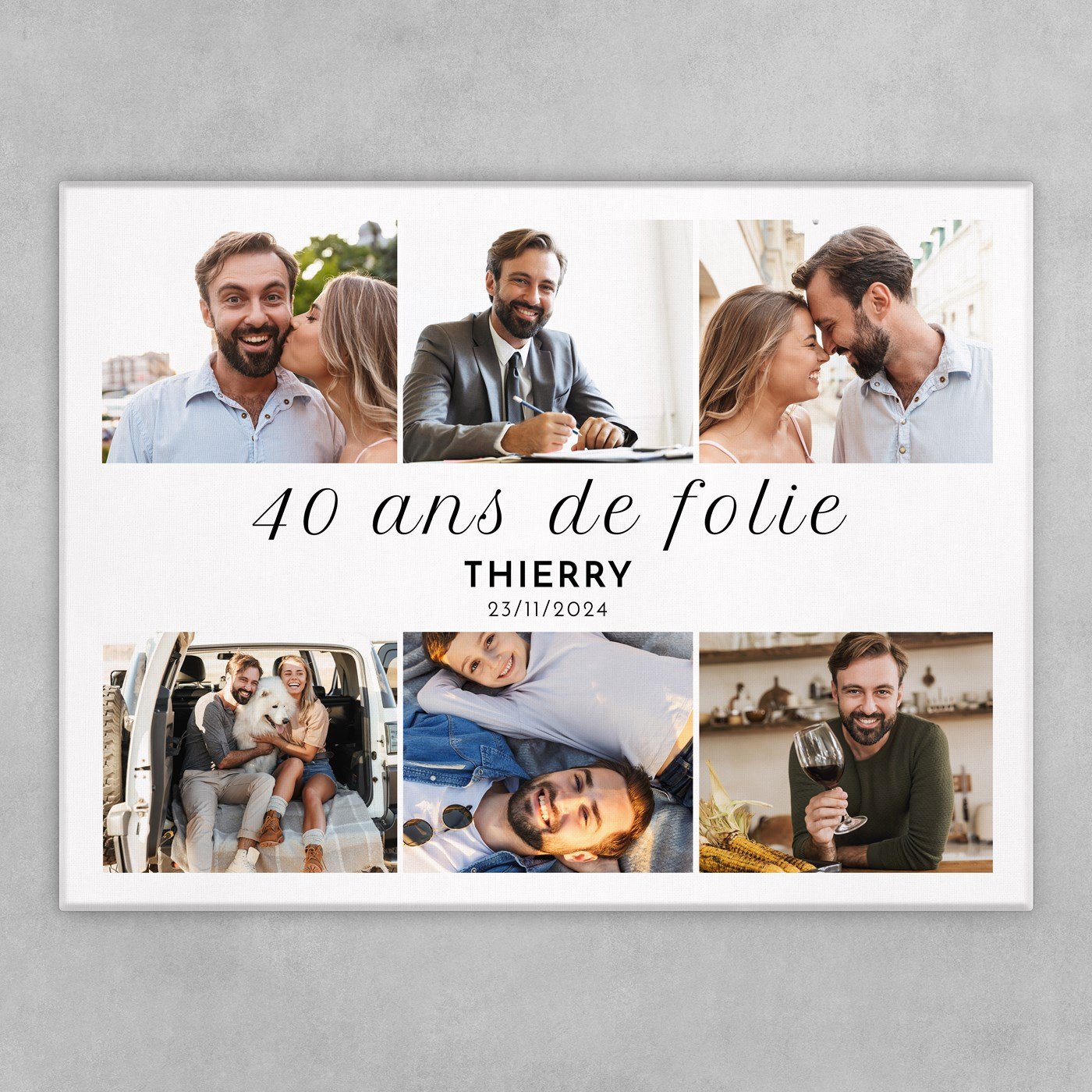 Collage photo sur toile personnalisée pour homme 40 ans