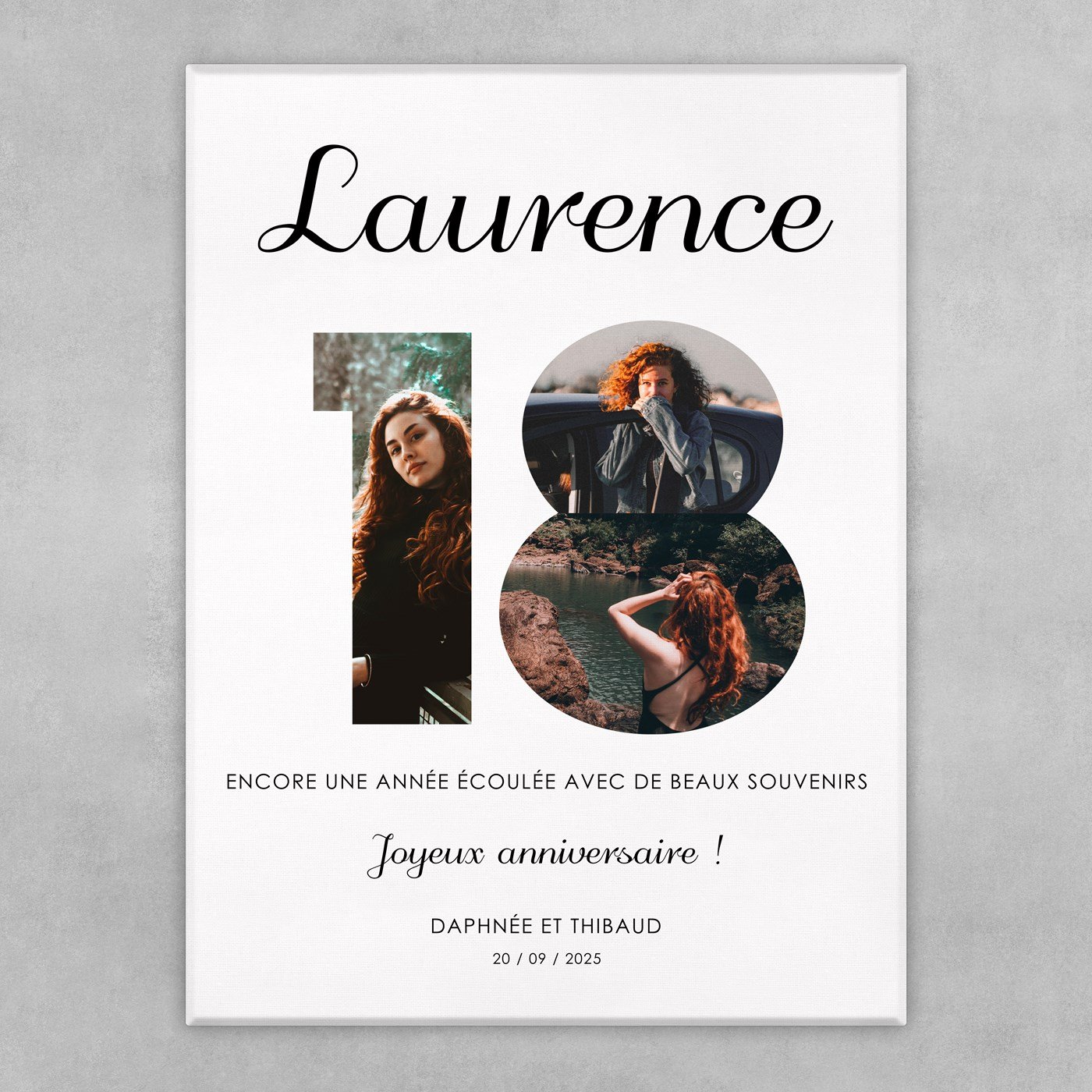 Collage photo sur toile personnalisée pour femme 18 ans