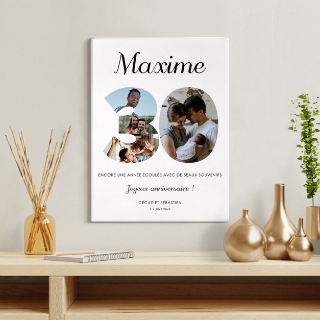 Collage photo sur toile personnalisée pour homme 30 ans