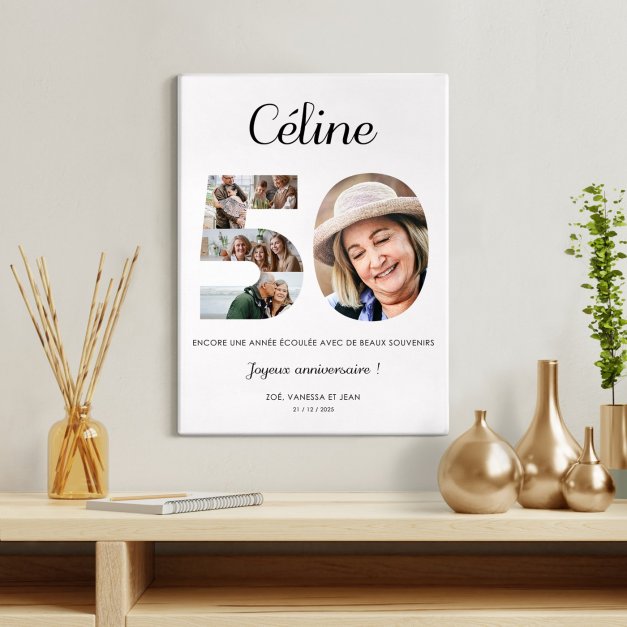 Collage photo sur toile personnalisée pour femme 50 ans