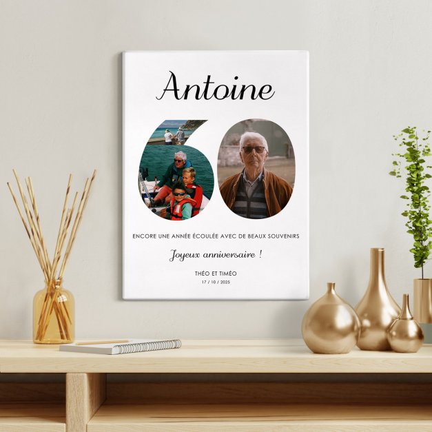 Collage photo sur toile personnalisée pour homme 60 ans