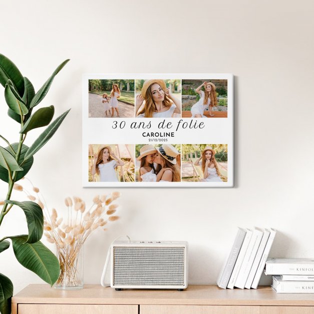 Collage photo sur toile personnalisée pour femme 30 ans