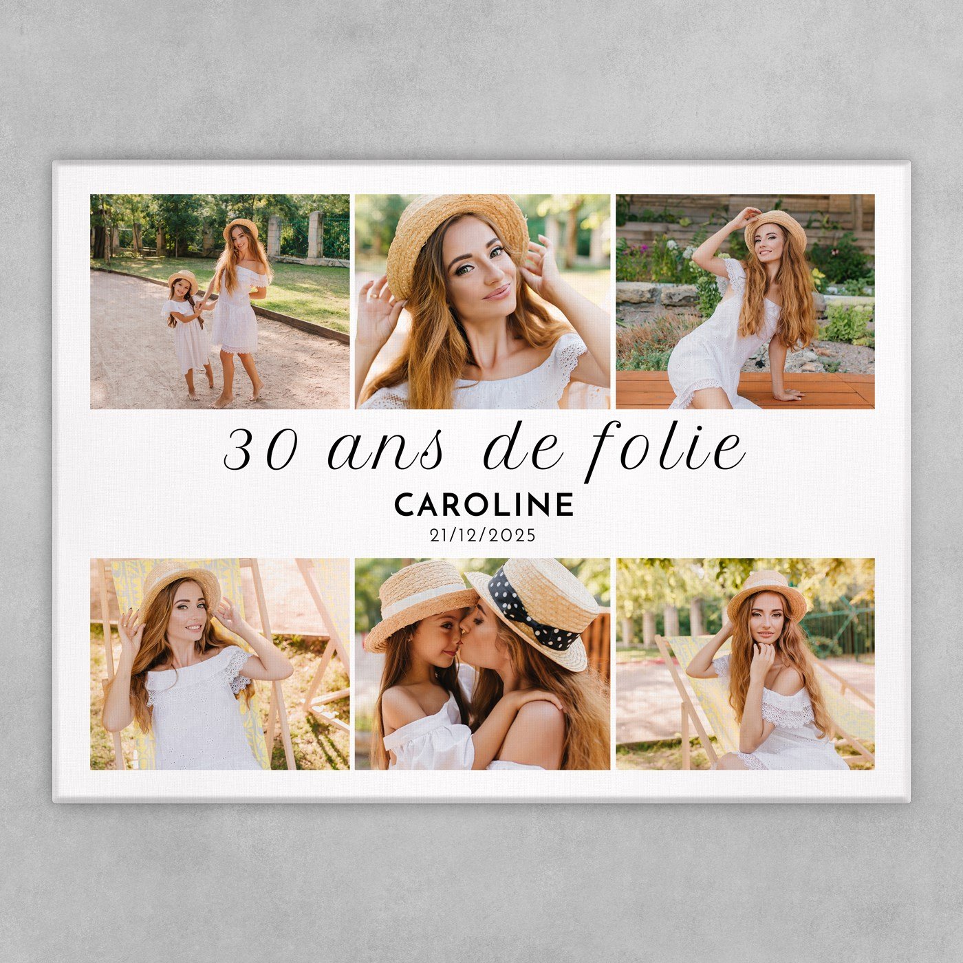 Collage photo sur toile personnalisée pour femme 30 ans
