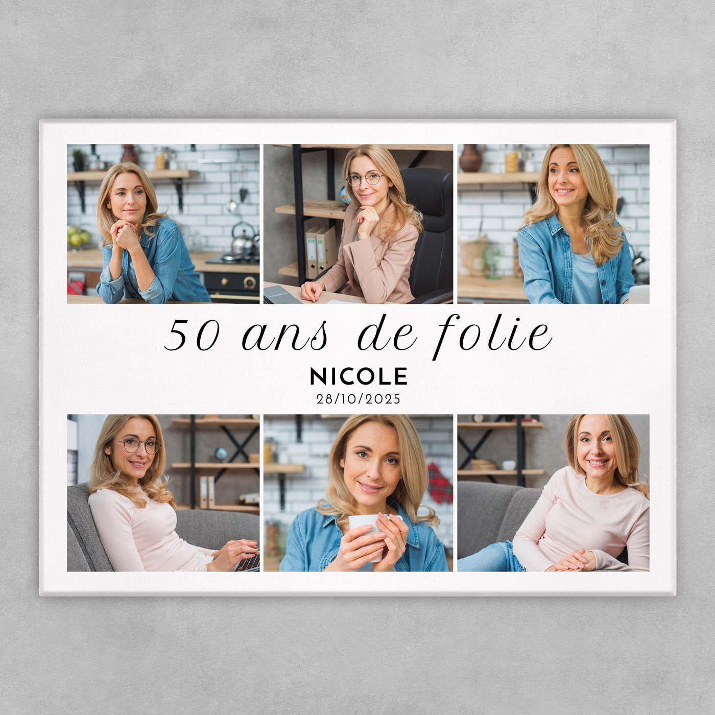 Collage photo sur toile personnalisée pour femme 50e anniversaire 