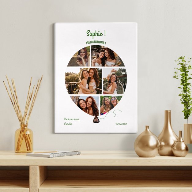 Collage photo sur toile personnalisée pour sœur