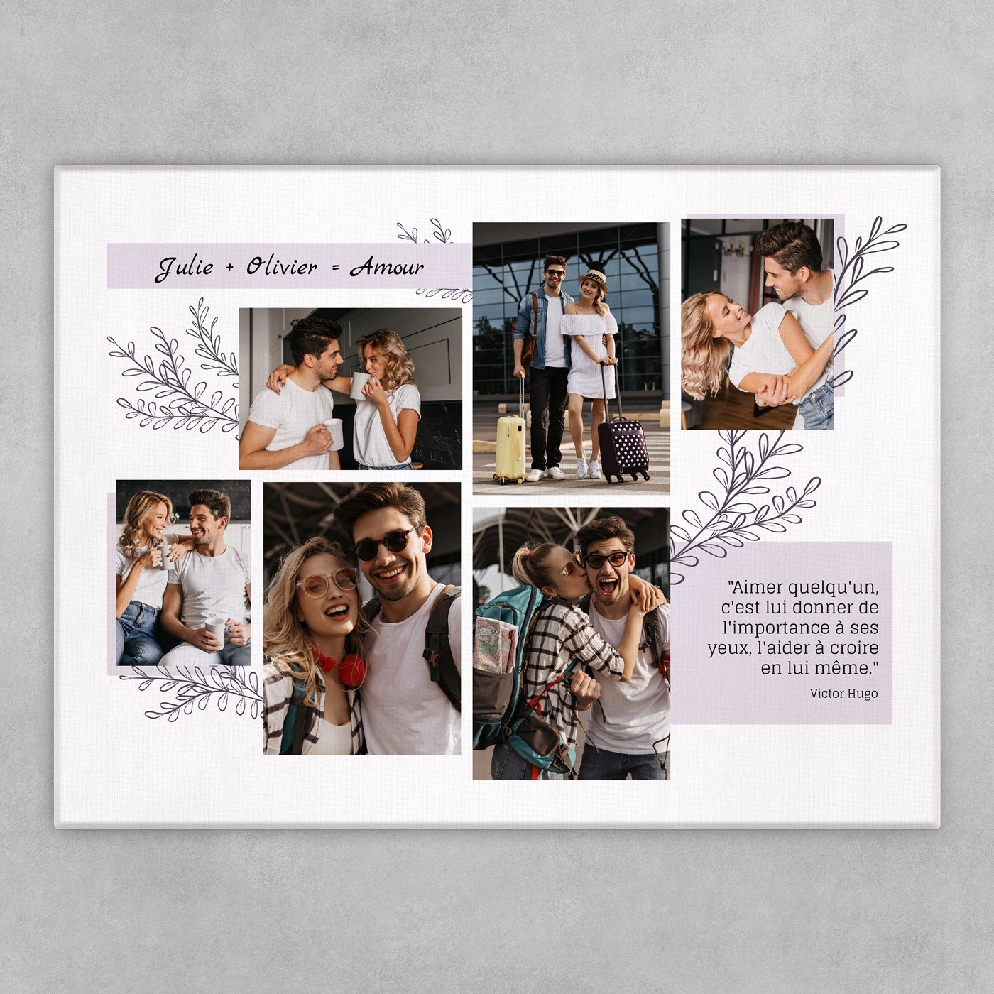 Collage photo sur toile personnalisée pour couple pour crémaillère 