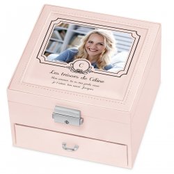 Coffret à bijoux rose personnalisé avec une photo pour une femme