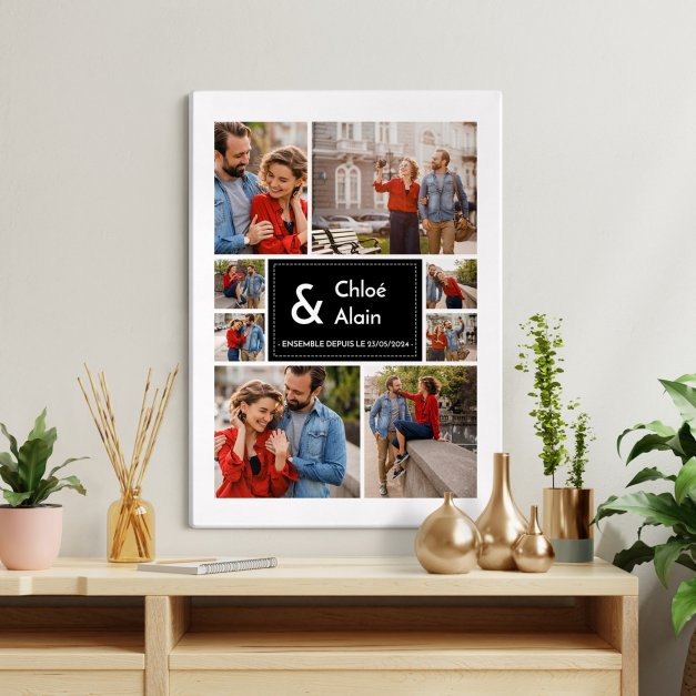 Collage photo sur toile personnalisée 50x70cm pour couple
