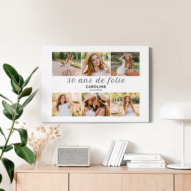Collage photo sur toile personnalisée 50x70cm pour femme 30 ans