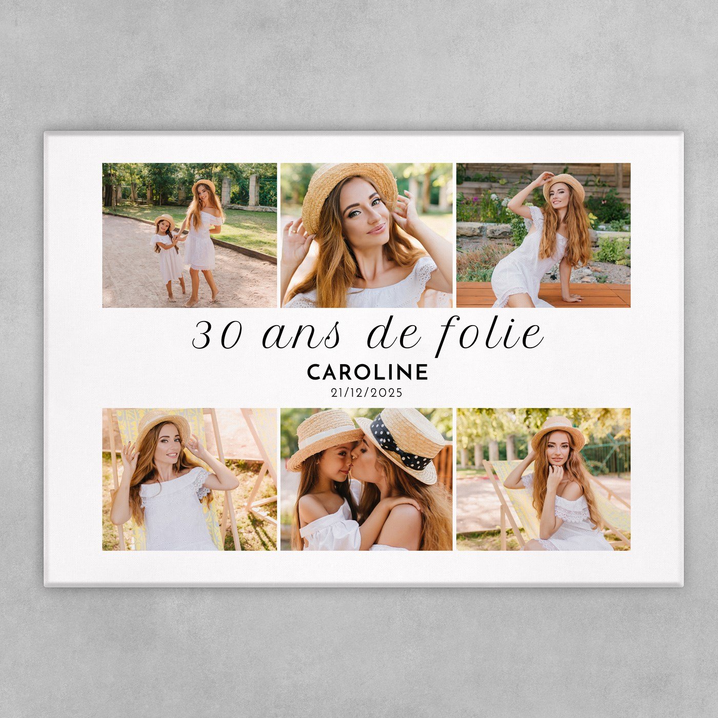 Collage photo sur toile personnalisée 50x70cm pour femme 30 ans