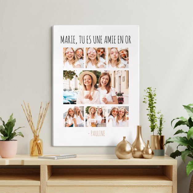 Collage photo sur toile personnalisée 50x70cm pour une amie