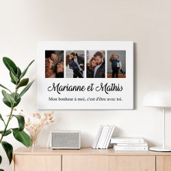 Collage photo sur toile personnalisée 50x70cm pour couple pour anniversaire de mariage