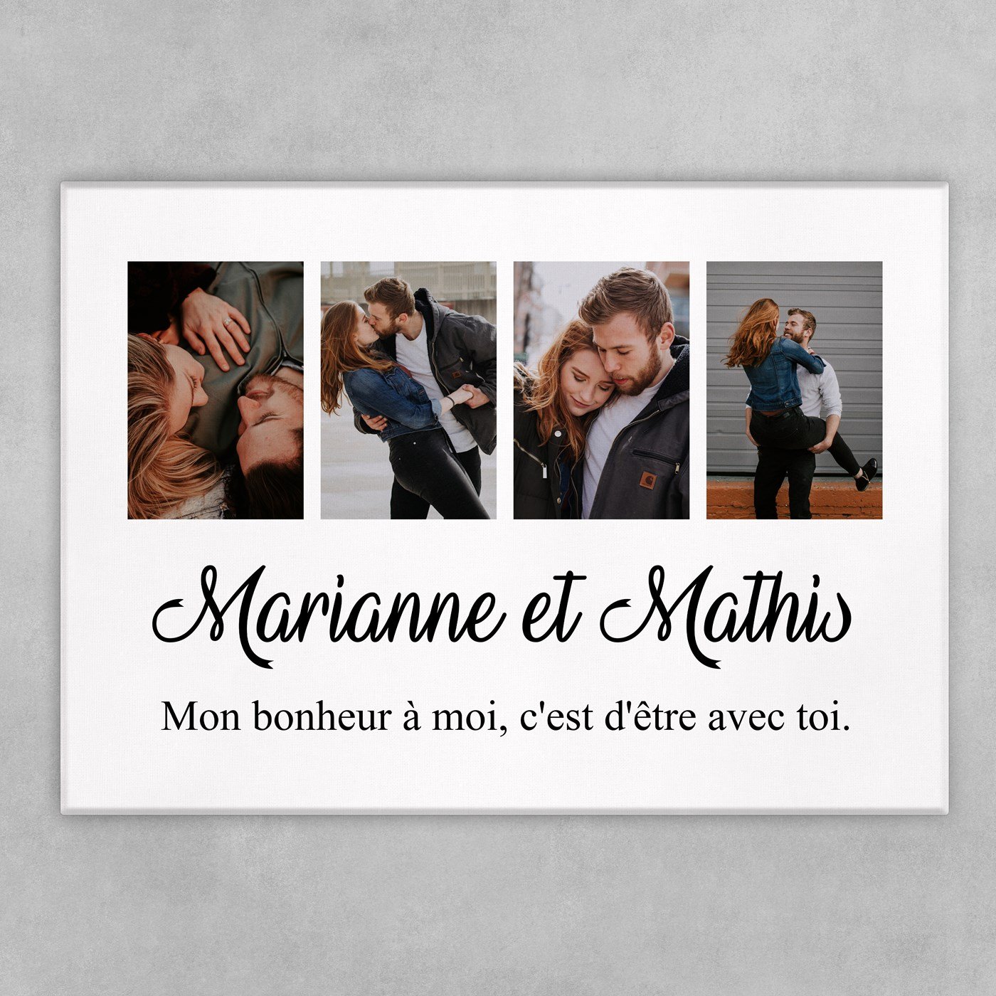 Collage photo sur toile personnalisée 50x70cm pour couple pour anniversaire de mariage