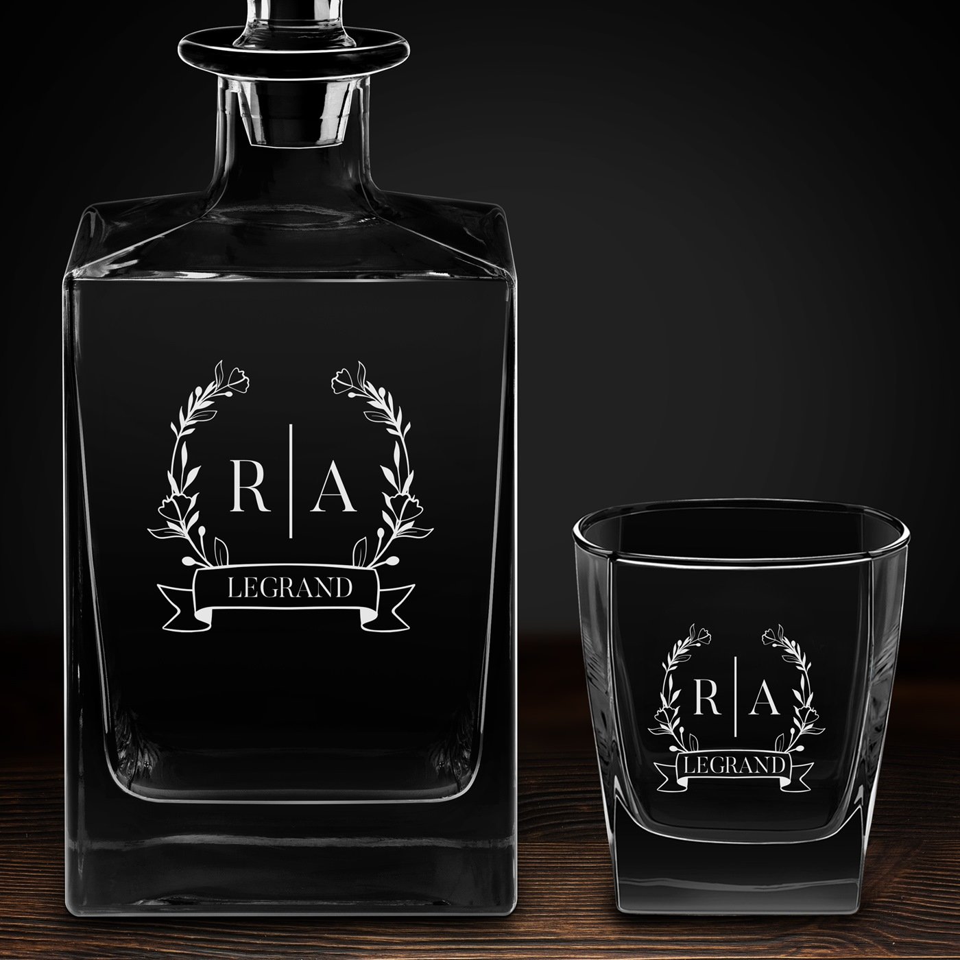 Carafe Cube et 2 verres avec gravure pour couple pour un mariage ou un anniversaire de mariage